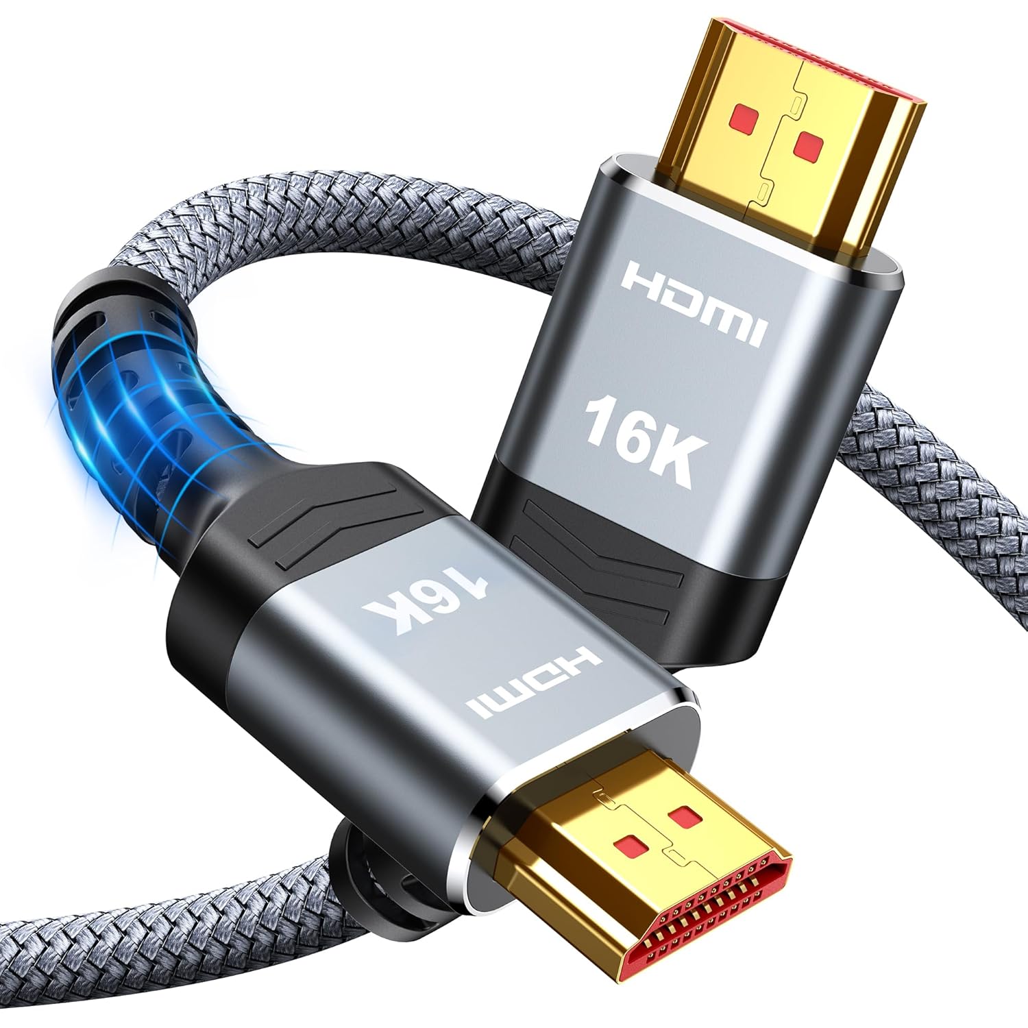 Highwings 16K 8K HDMI Cable 6.6FT, 96Gbps Ultra High Speed Braided Nylon Cord with Ethernet, Supports 16K@60Hz 8K@120Hz 4K@240Hz HDCP 2.3 & Dynamic HDR for PS5/PC/Roku TV/Blu-ray/Home Theater