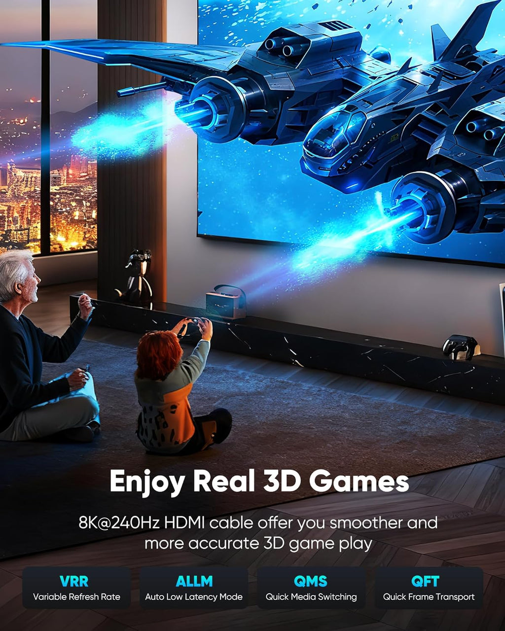 Highwings 16K 8K HDMI Cable 6.6FT, 96Gbps Ultra High Speed Braided Nylon Cord with Ethernet, Supports 16K@60Hz 8K@120Hz 4K@240Hz HDCP 2.3 & Dynamic HDR for PS5/PC/Roku TV/Blu-ray/Home Theater