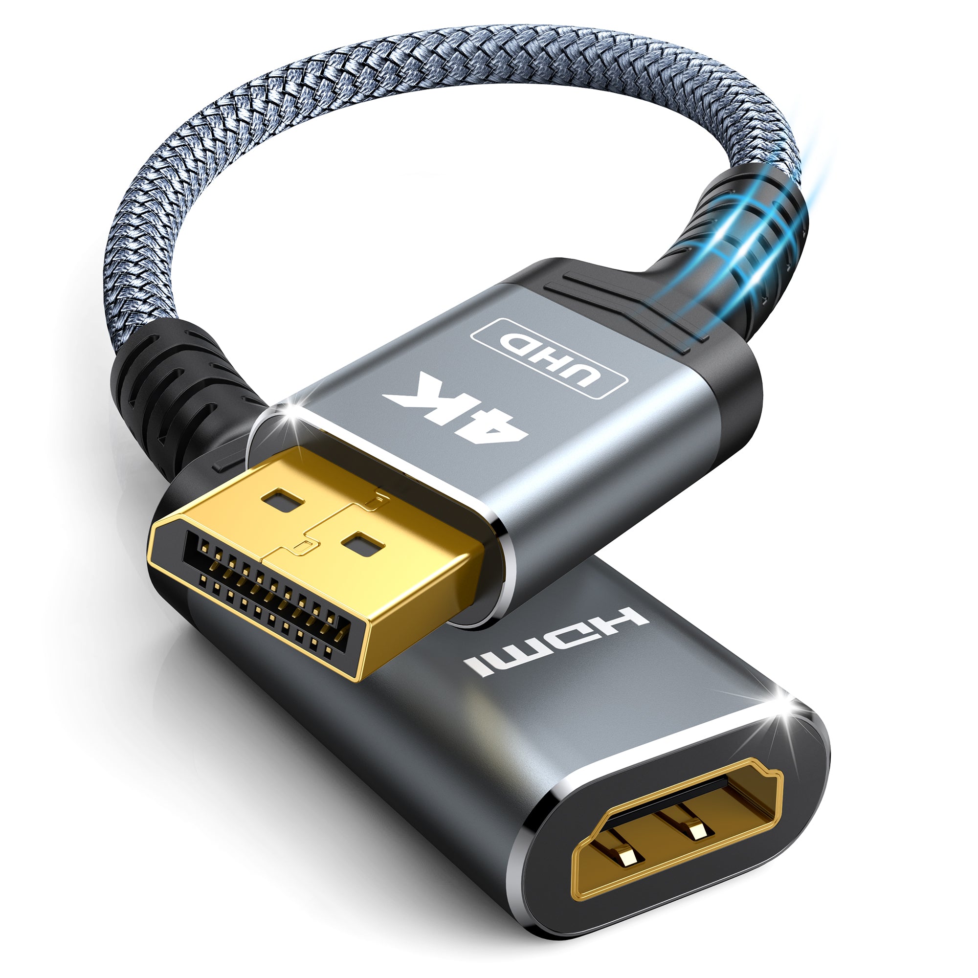 Highwings 4K Display Port to HDMI Adapter, Uni-Directional DP 1.2 Computer to HDMI 2.0 Screen, DisplayPort to HDMI Adapter (Male to Female), SR Anti-Break, No Latch, for Dell HP AMD NVIDIA, Passive