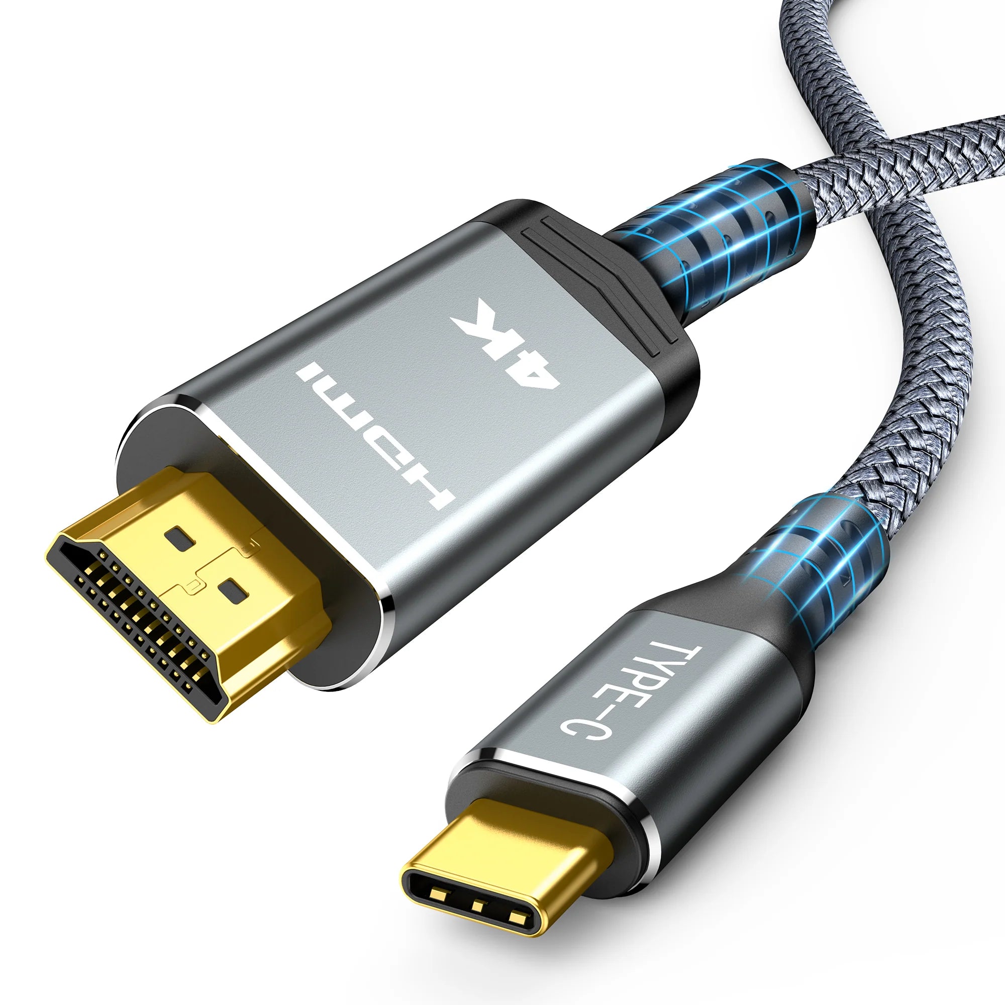 Highwings USB C to HDMI Cable 1m 4K@60Hz, UHD Thunderbolt 3/4 to HDMI Cable[Anti-Interference][Gold-Plated] Compatible for iPhone 16/15 Pro, for MacBook Pro/Air, for Surface, for XPS, for Galaxy etc（副本）