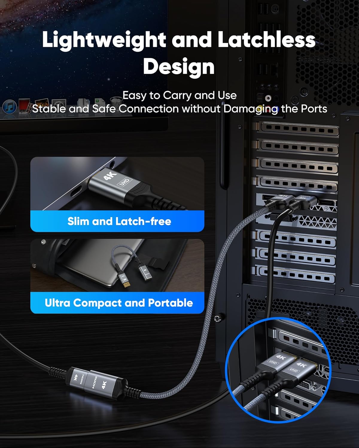 Highwings 4K Display Port to HDMI Adapter, Uni-Directional DP 1.2 Computer to HDMI 2.0 Screen, DisplayPort to HDMI Adapter (Male to Female), SR Anti-Break, No Latch, for Dell HP AMD NVIDIA, Passive