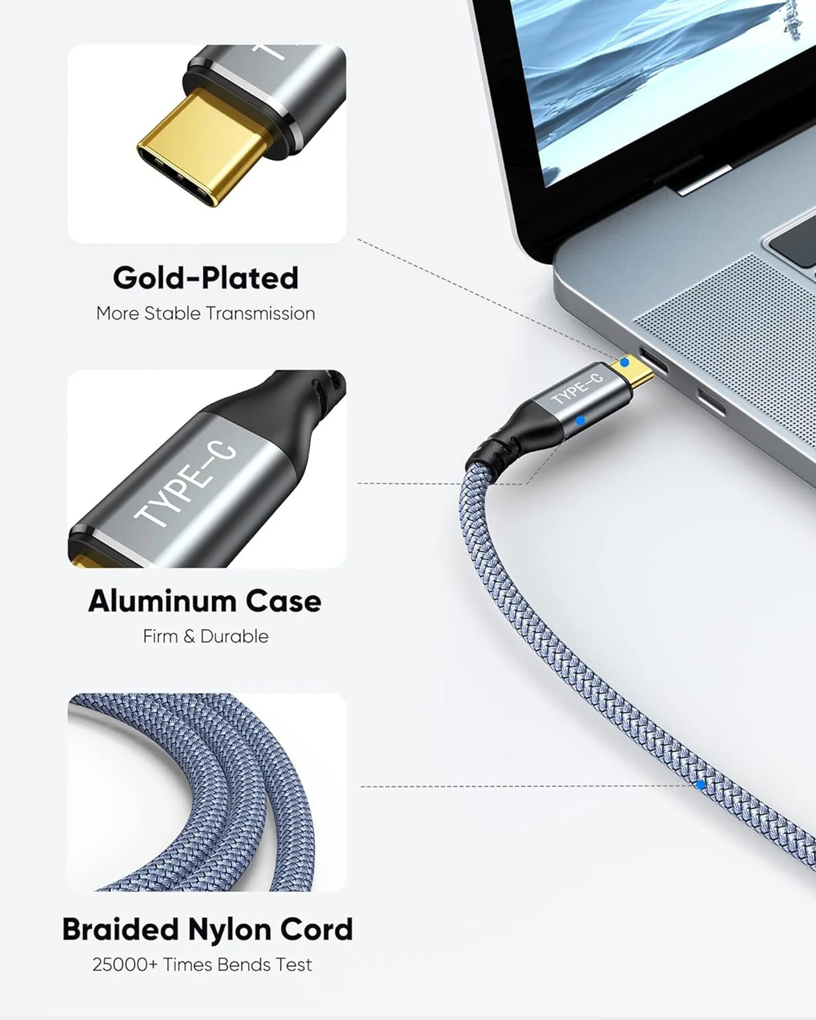 Highwings USB C to HDMI Cable 1m 4K@60Hz, UHD Thunderbolt 3/4 to HDMI Cable[Anti-Interference][Gold-Plated] Compatible for iPhone 16/15 Pro, for MacBook Pro/Air, for Surface, for XPS, for Galaxy etc（副本）