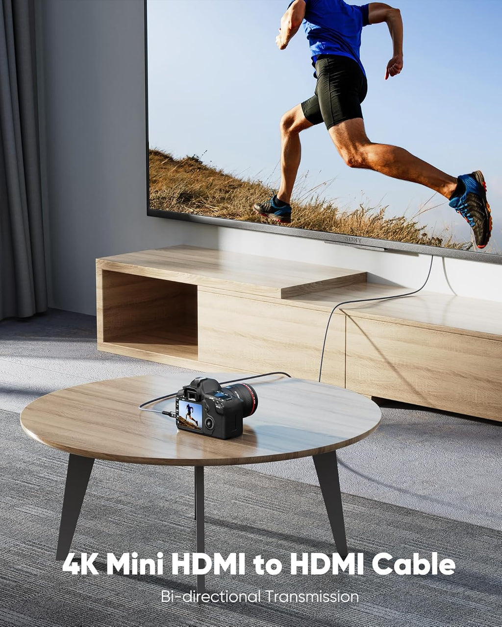 Highwings Mini HDMI to HDMI Cable 10FT, 4K 60Hz High Speed HDMI to Mini HDMI Cable Male Bi-Directional 2.0 Cord, for HDTV, Tablet, Camera and Camcorder [Aluminum Shell, Nylon Braided]