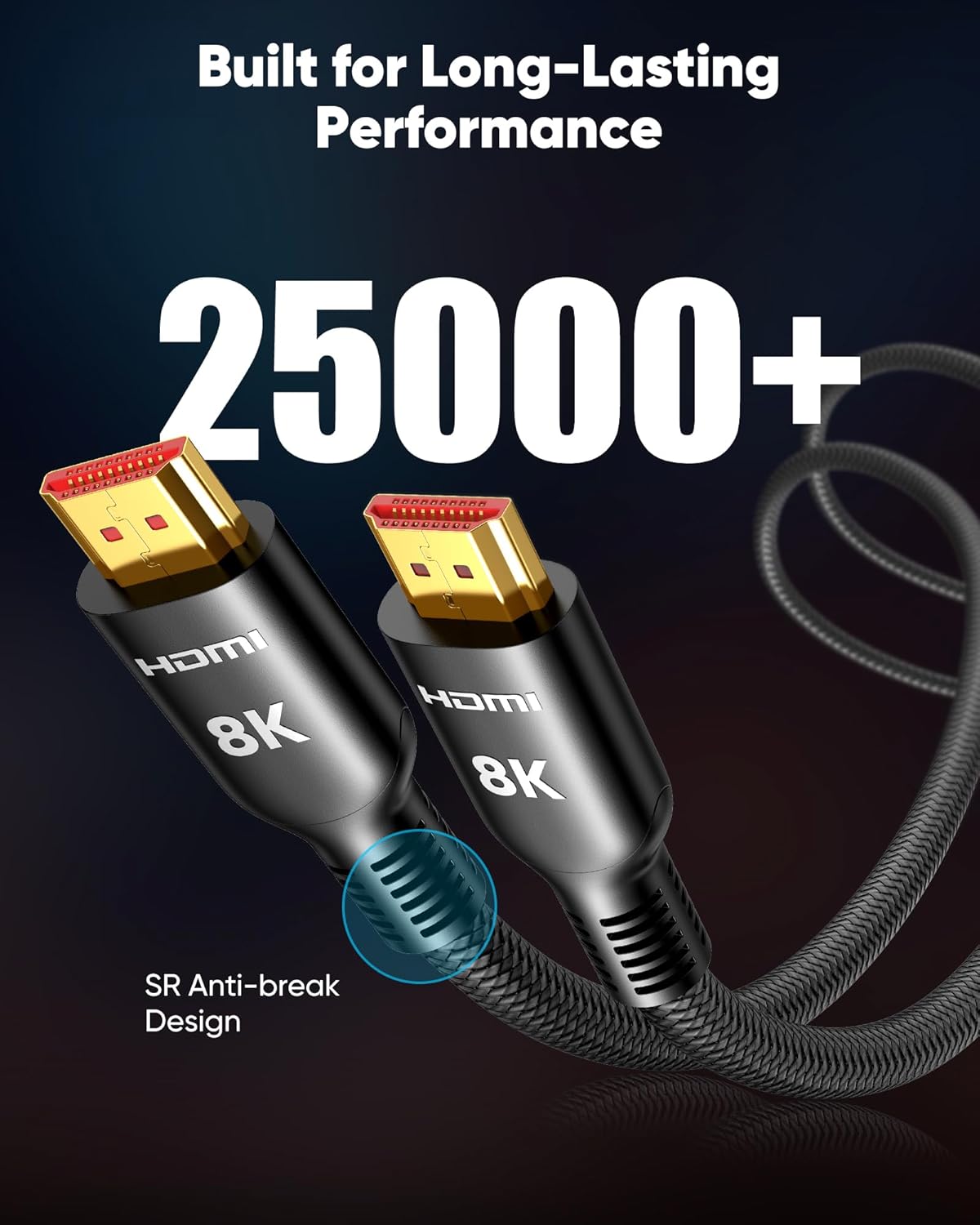 Highwings Long HDMI Cable 20 FT, 10K 8K 4K Ultra HD High Speed 2.1 HDMI Cable 48Gbps Braided Cord-4K@120Hz 8K@60Hz, DTS:X, HDCP 2.2&2.3, Dynamic HDR 10 Compatible with Roku TV/PS5/HDTV/Blu-ray